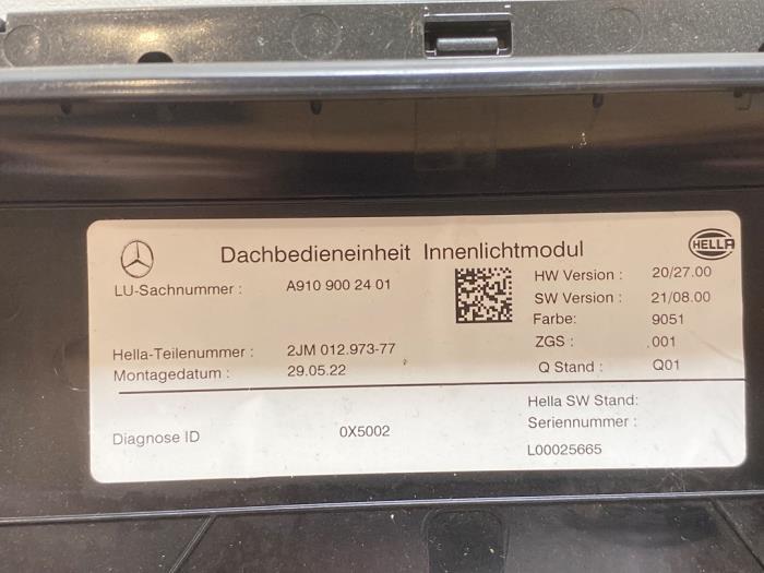 Eclairage intérieur avant Mercedes Sprinter