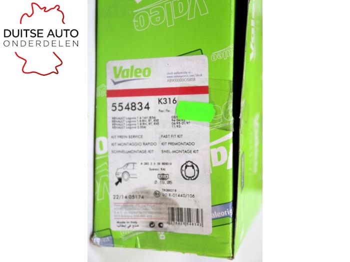 Remschoenset van een Renault Laguna I (B56) 1.8 1997