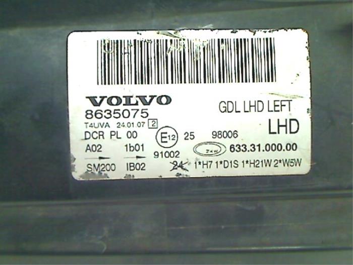 Koplamp links van een Volvo S80 (AR/AS) 2.5 T Turbo 20V 2007