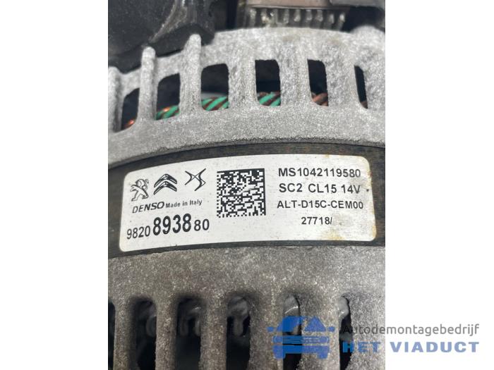 Dynamo van een Peugeot 308 SW (L4/L9/LC/LJ/LR) 1.5 BlueHDi 100 2019