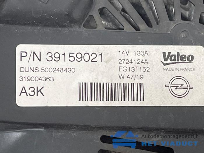 Dynamo van een Opel Astra K 1.5 CDTi 105 12V 2019