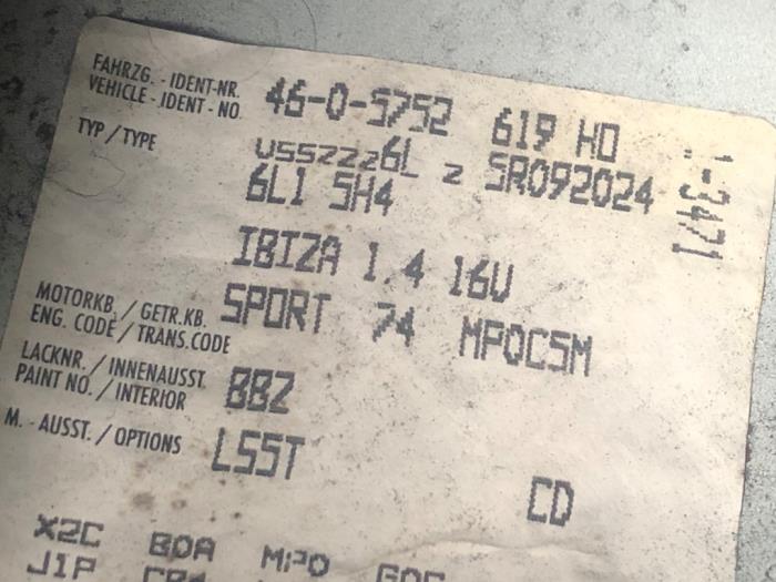 Seat Ibiza III 1.4 16V 100 Sloopvoertuig (2005, Blauw)