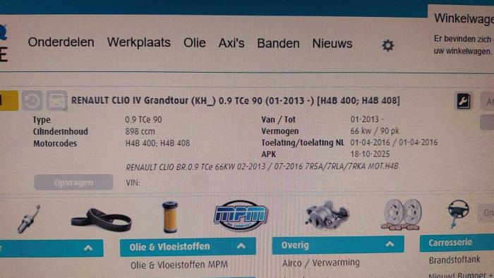 Renault Clio IV Estate/Grandtour 0.9 Energy TCE 90 12V Sloopvoertuig (2016, Wit)