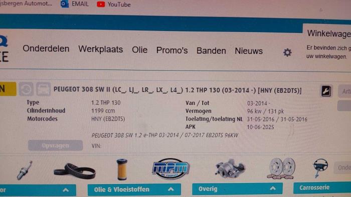 Peugeot 308 SW 1.2 12V e-THP PureTech 130 Sloopvoertuig (2016, Blauw)