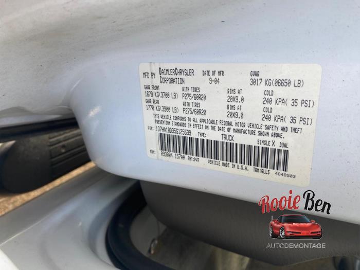 Dodge Ram 1500 5.7 V8 Hemi 1500 4x2 Sloopvoertuig (2005, Wit)