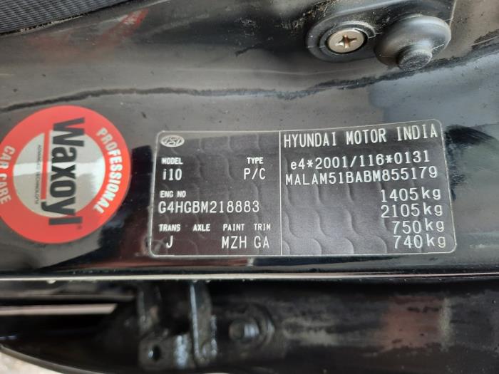 Hyundai i10 1.1i 12V Sloopvoertuig (2012, Zwart)