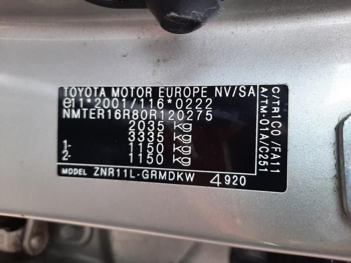 Toyota Corolla Verso 1.8 16V VVT-i Sloopvoertuig (2007, Grijs)