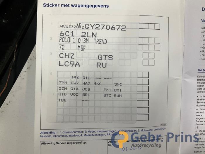 Volkswagen Polo V 1.0 TSI 12V BlueMotion Sloopvoertuig (2016, Wit)
