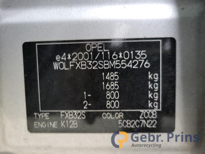 Opel Agila 1.2 16V Sloopvoertuig (2011, Grijs)