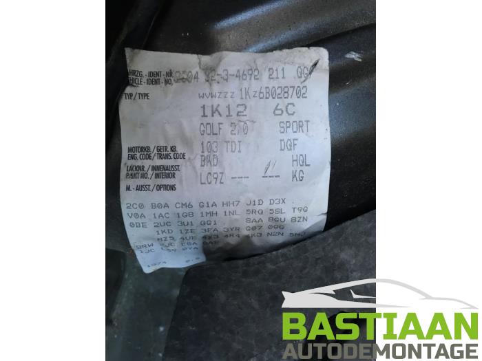 Volkswagen Golf V 2.0 TDI 16V Sloopvoertuig (2007, Zwart)