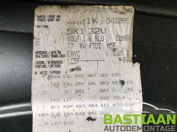 Volkswagen Golf VI 1.6 TDI 16V Sloopvoertuig (2012, Blauw)