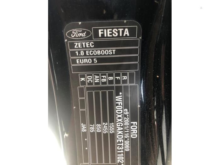 Ford Fiesta 6 1.0 EcoBoost 12V 100 Sloopvoertuig (2014, Donker, Zwart)