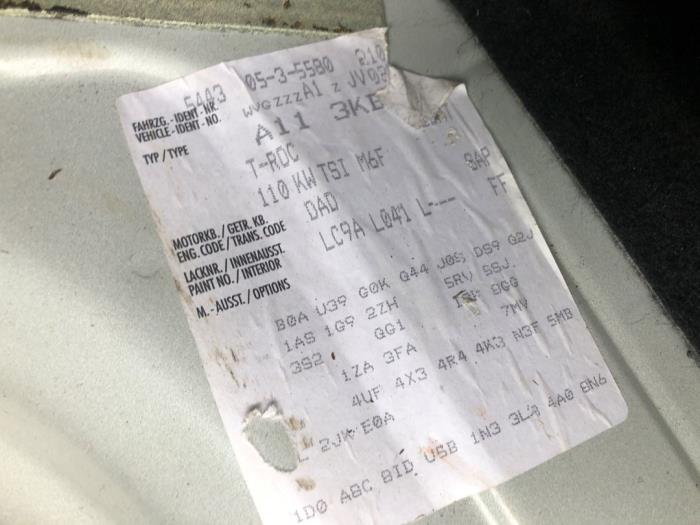 Volkswagen T-Roc I 1.5 TSI Evo BMT 16V Sloopvoertuig (2020, Wit)