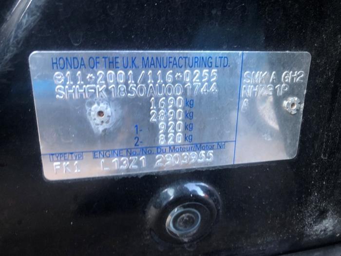 Honda Civic 1.4i Type S 16V Sloopvoertuig (2009, Zwart)