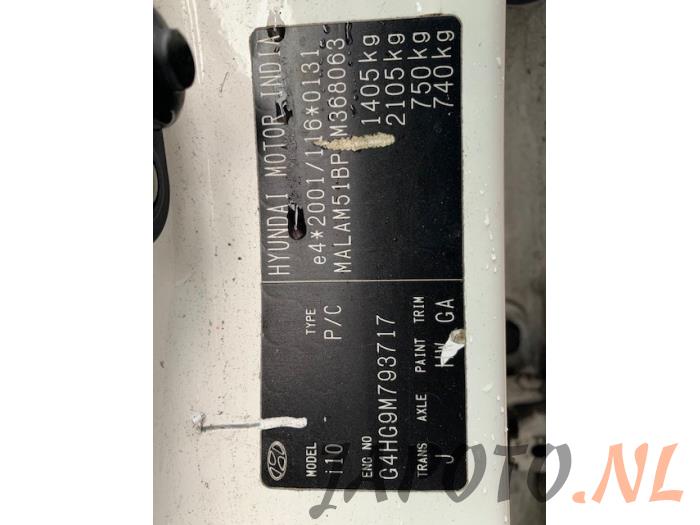 Hyundai i10 1.1i 12V Sloopvoertuig (2009, Wit)