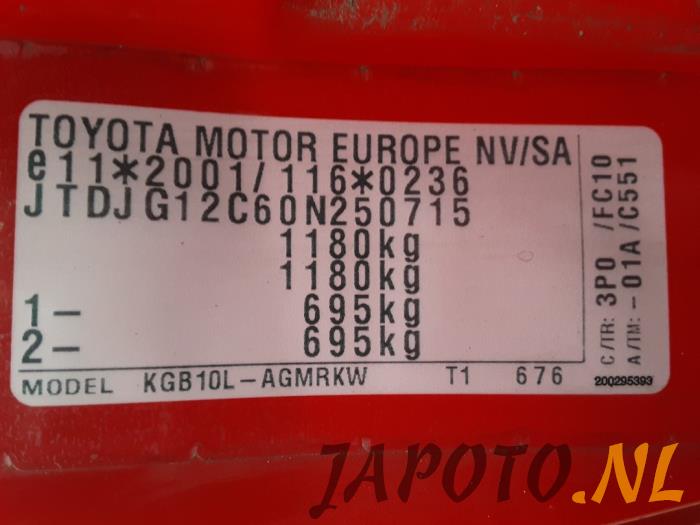 Toyota Aygo 1.0 12V VVT-i Sloopvoertuig (2008, Rood)