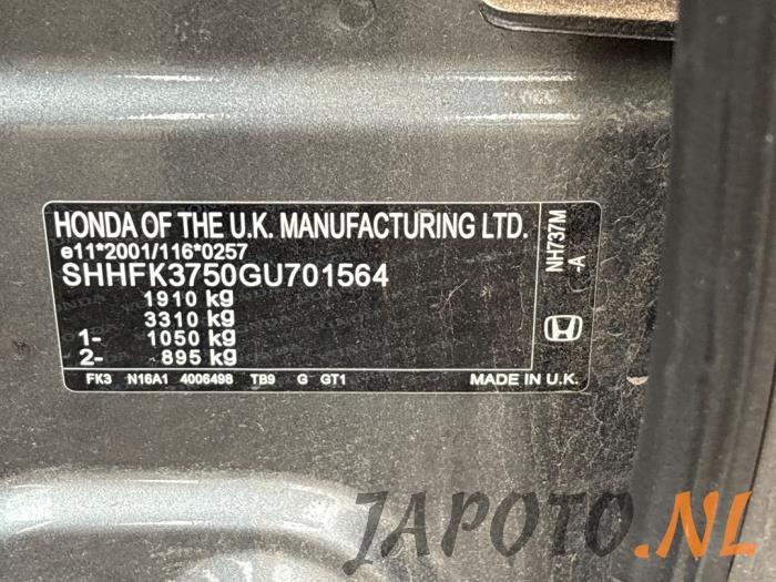 Honda Civic Tourer 1.6 i-DTEC Advanced 16V Sloopvoertuig (2017, Grijs)