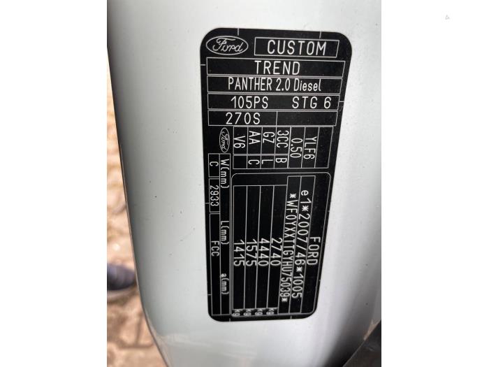 Ford Transit Custom 2.0 TDCi 16V Eco Blue 105 Sloopvoertuig (2017, Wit)