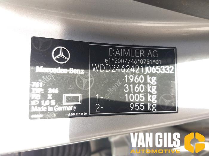Mercedes B 1.6 B-180 BlueEFFICIENCY Turbo 16V Sloopvoertuig (2012, Grijs)