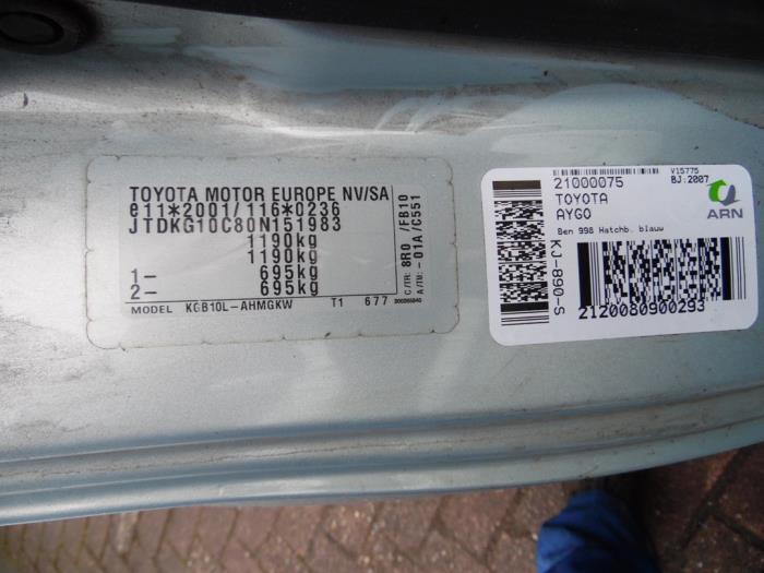 Toyota Aygo 1.0 12V VVT-i Sloopvoertuig (2007, Blauw)