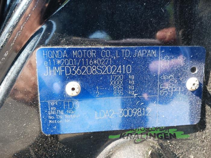 Honda Civic 1.3 Hybrid Sloopvoertuig (2008, Zwart)