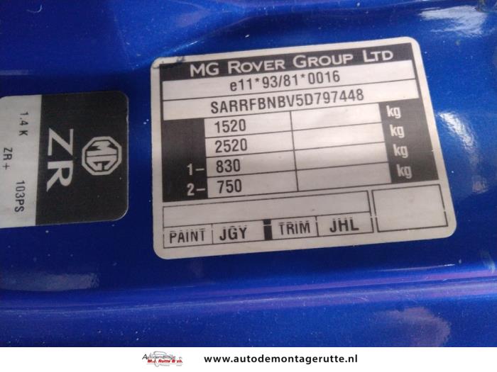Demontageauto MG ZR 2001 2005 79372 6