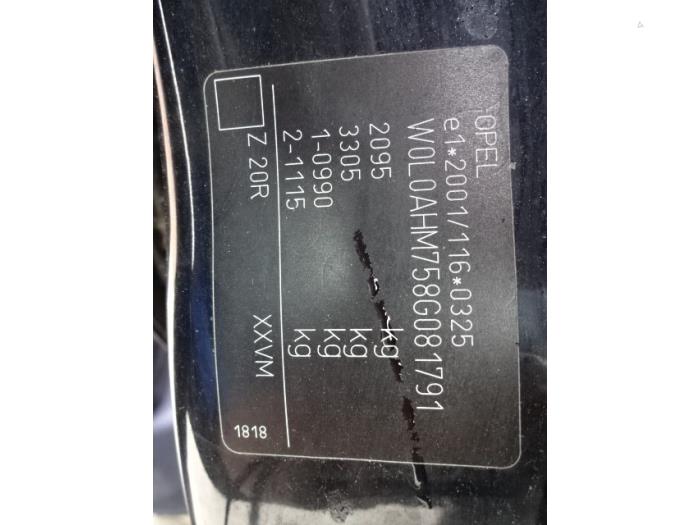 Opel Zafira 1.8 16V Ecotec Sloopvoertuig (2008, Zwart)