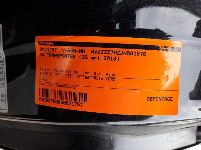 Volkswagen Transporter T6 2.0 TDI 150 Sloopvoertuig (2018, Zwart)