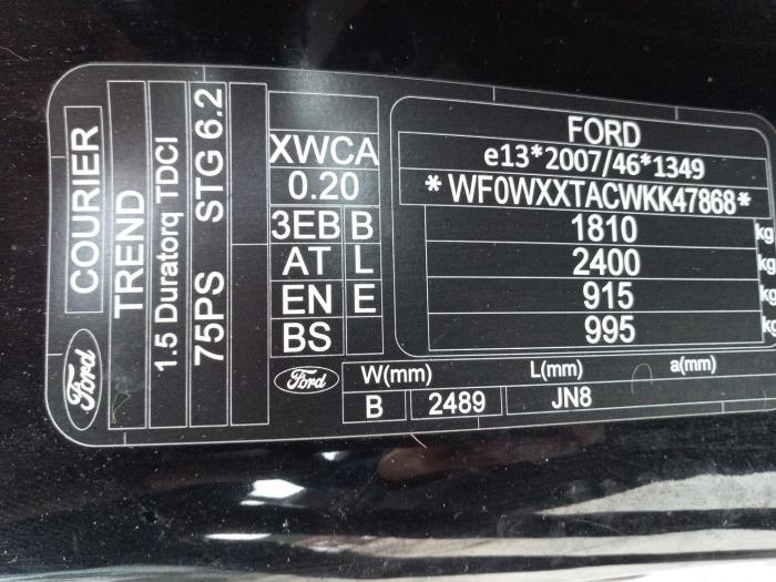 Ford Transit Courier 1.5 TDCi 75 Sloopvoertuig (2019, Zwart)