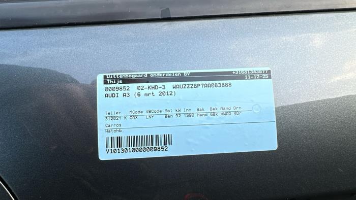 Audi A3 Sportback 1.4 TFSI 16V Sloopvoertuig (2012)