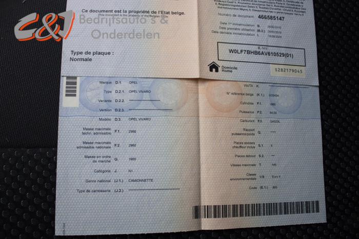 Opel Vivaro 2.0 CDTI Sloopvoertuig (2010, Zwart)