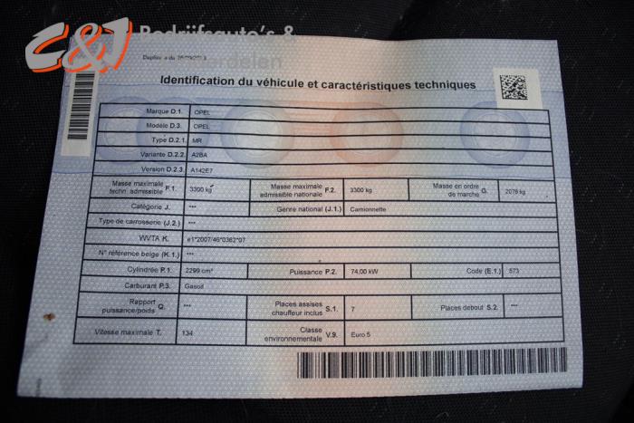 Opel Movano 2.3 CDTi 16V FWD Sloopvoertuig (2012, Blauw)