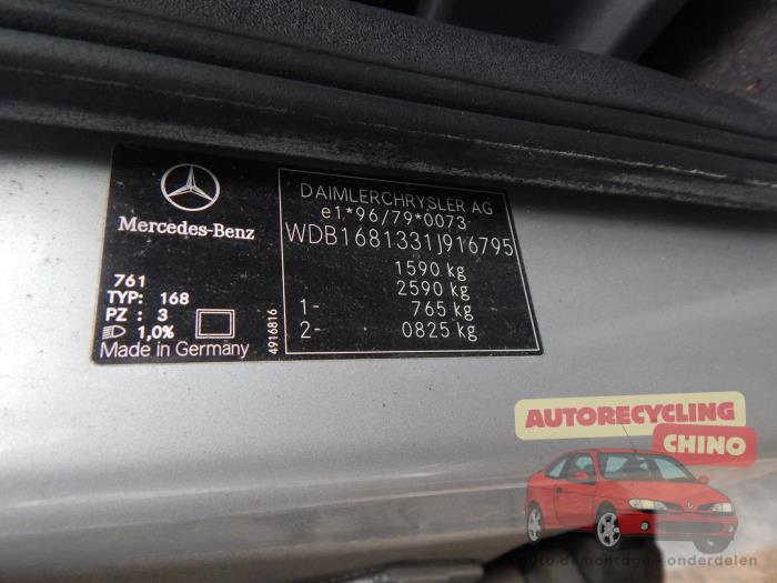 Mercedes A 1.6 A-160 Sloopvoertuig (2003, Grijs)